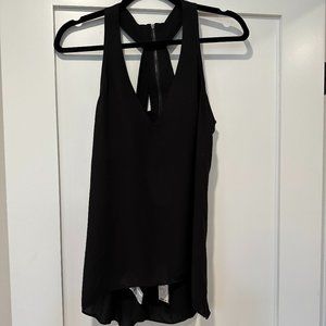 BCBGMaxazria V-Neck Sleeveless Black Top with Cutouts Size XS - NWT